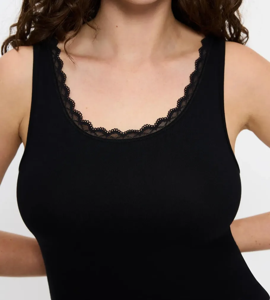 New In|Camisoles, Vests, Tops>Triumph FEEL OF COTTON Black